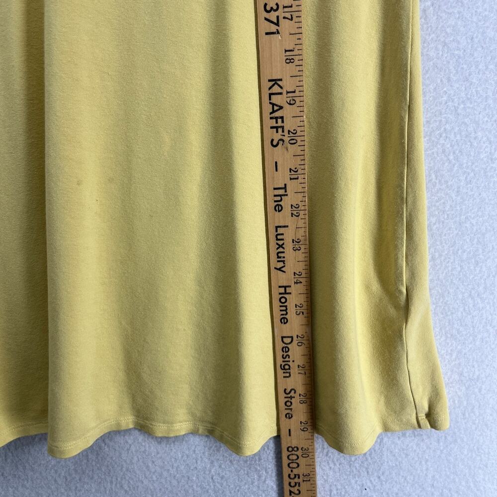 EILEEN FISHER Top S Viscose Stretch Jersey Tunic Ruched V-Neck 3/4 Sleeve Yellow - Picture 10 of 11